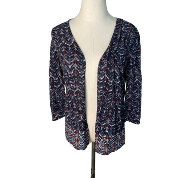 Chico's Sweaters - Chicos Open Front Lightweight Chevron Cardigan Blue Purple XS